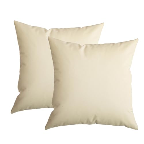 YB-FCJKPA Pack of 2 Couvre-Coussins en Faux Cuir, Étuis de Coussins Carrés Décoratifs de Salon Moderne Bohème, pour Canapé-Lit (Beige)