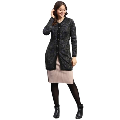 Image of Monte Carlo Womens Self Design Round Neck Full Sleeve Cardigan (1243652RN)