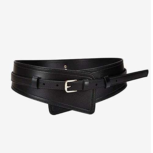 Wide Belts Waistband Belts For Women Sweater Overcoat PU Apparel Accessories Cummerbunds(Black)