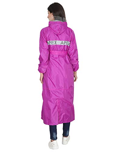 Image of FabSeasons Waterproof Long /Full Raincoat for Women with Adjustable Hood and Reflector at Back for Night Visibility. Pack Contains Top and Storage Bag