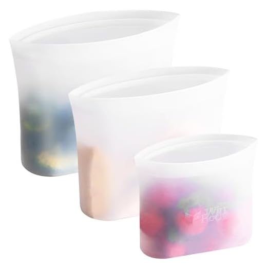 Stand-Up Silicone Food Storage Bags, 3-Pack