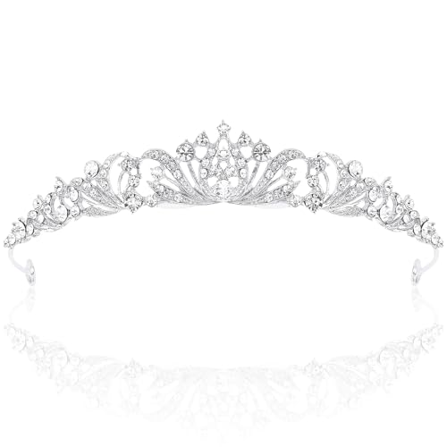 TOBATOBA Silver Tiara Crowns for Women Girls Wedding Tiara Princess Tiara for Wedding Prom Quinceanera Birthday Crown Halloween Hair Accessories