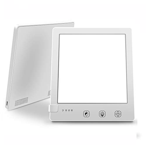 SAD-Therapielampe, 2000-10000 Lux Tageslichtleuchte LED Lichttherapielampe, 4 Timer-Einstellungen Touch Control SAD-Lampe mit Adapter und