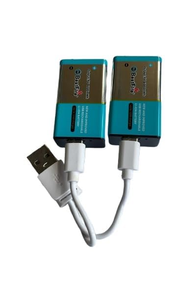 Image of Compatible with Bestfire 9V 1200mAh 6000mWh USB Type-C Rechargeable Li-ion Battery (Pack of 2)