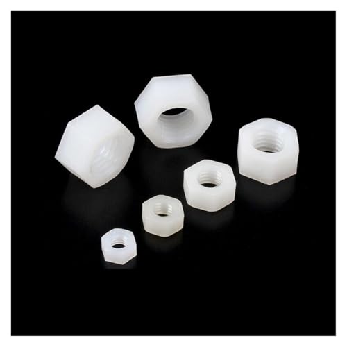 Écrous hexagonaux en plastique et Nylon, 2 à 100 pièces, M3 M4 M5 M6 M8 M10 M12 M14 M16, blanc et noir, écrou en Nylon isolant, contre-écrou hexagonal(White nylon,M3 50pcs)