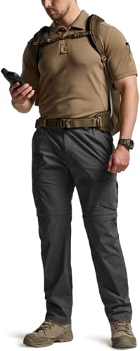 Image of CQR Men's Convertible Cargo Tactical Pants, Water Resistant Outdoor Hiking Pants, Zip Off Lightweight Stretch Work Pants