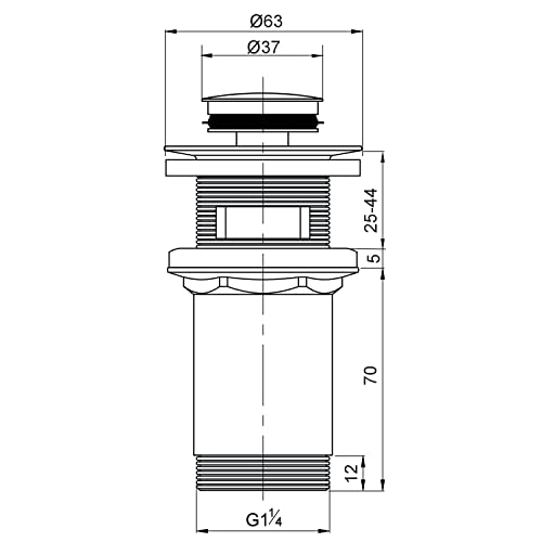 Wirquin 30723417 Ablaufgarnitur für Waschbecken, Messing, Quick Clac-System – innen zu überlaufender Körper lang
