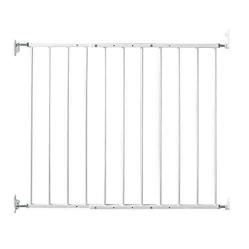 Image of KidCo G2000 Safeway Top of Stairs Quick Release Baby Gate for Blocking Stairs or Hallways and Dividing Rooms, 42.5 x 30.5 Inches, Steel, White