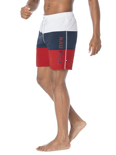 Nautica Men's Standard Quick Dry Classic Logo Tri-Block Series Swim Trunk3