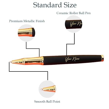 Image of Roshfort Personalized Metal Pen with Blue Ink Signature Pens Customize Print Name Gift
