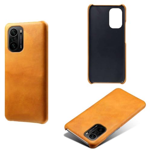 Capa para Xiaomi POCO F2 Pro,Proteção contra quedas,Casca de volta de cor sólida simples,Design de couro de imitação de plástico-Orange