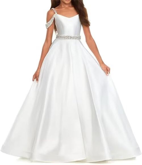 Flower Girl Dresses for Wedding Satin Spaghetti Strap Pageant Dresses for Girls A Line Formal Party Dress3