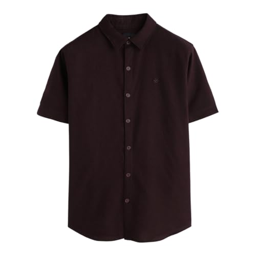 Image of WROGN Men's Cotton Linen Blend Casual Shirt | Solid Minimal Design | Slim Fit