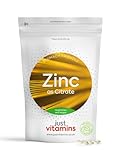 Zinc Citrate 10mg | 100% NRV of Zinc per Tablet | Healthy Bones, Skin, Eyes, Hair & Nails | Cognitive Function & Immune System Support | 180 Vegan Tablets | UK Made - Just Vitamins