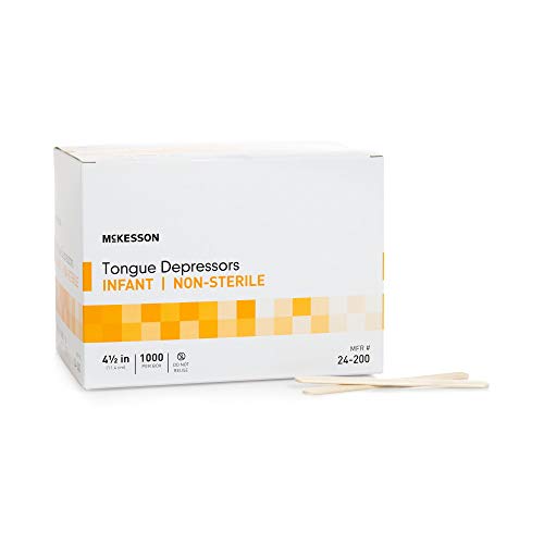 mckesson tongue depressors 1000 count infant size non-sterile wood unflavored splinter-free 45 in  use for medical arts crafts spa