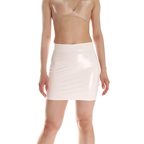 Women's Shiny Leather Liquid Metallic Tight Short Skirts