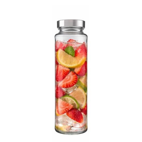 Image of Glassbunny 750ml Leak-Proof Airtight Stainless Steel Lid Glass Water Bottle for Water, Smoothie, Juices - Reusable Travel Drinking Fridge Bottle Pack of 1