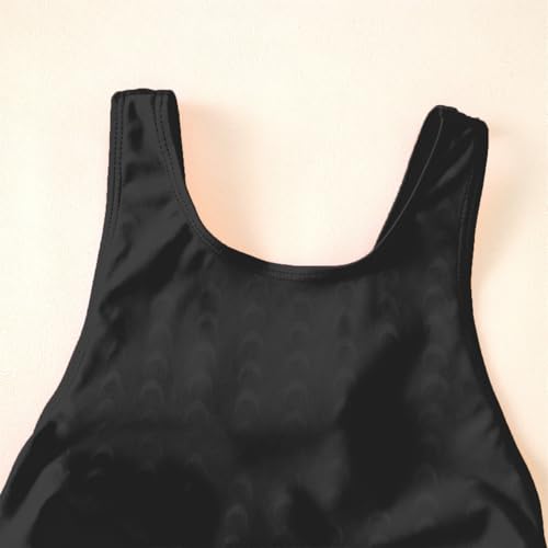 Kids Girls Athletic Swimsuit One Piece Solid Swimwear for Practice and Competition in Black and Navy Bathing Suit2