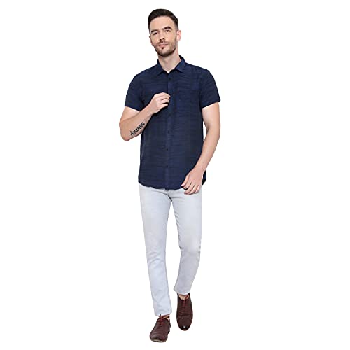 Image of LATEST CHIKAN Men's Cotton Blend Textured Half Sleeves Shirt