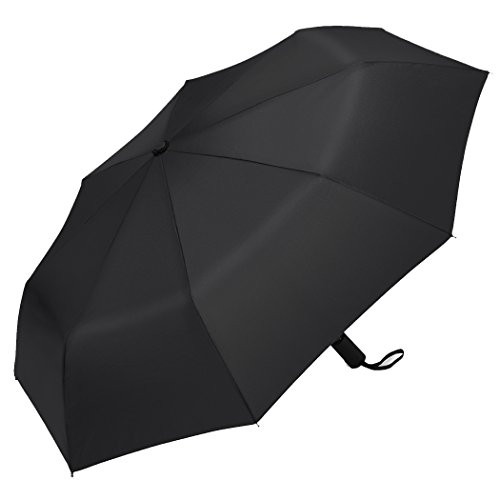 Plemo Auto Open Close Compact Travel Folding Umbrella with Anti-Slip Rubberized Grip, Windproof and Waterproof Portable for Business and Travel (Classic Black)