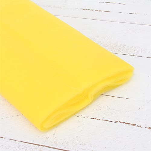 Image of Multi Purpose Solid Nylon Soft Net Combination Fabric - for Wedding, Parties, Costumes, and Decoration (32.8 x 4 Feet, Yellow)