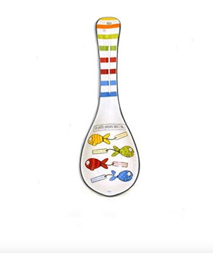French Inspired White Ceramic Spoon Rest Le Petits Poissons - 925