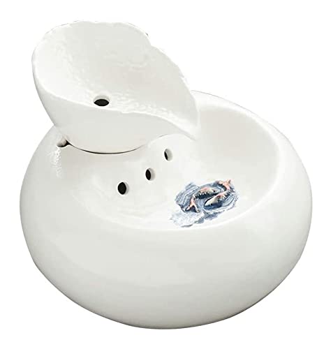 ALEjon ポータブルセラミック猫噴水 - 自動循環ペットウォーターディスペンサー 猫と犬用 - 健康的で衛生的な飲み噴水 静かなウォーターポンプ付き 6.89 x 5.91インチ 6.89 x 5.99インチ