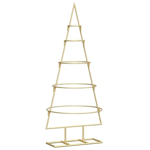 vidaXL Albero di Natale in Metallo con Supporto Oro 90 cm, Albero...
