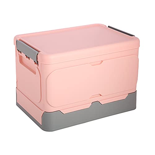 Folding Storage Box, ROSELIFE Student Books Storage Box, Foldable Storage Box for Clothes, Snacks, Toys, Etc., Suitable for Home Use, Supermarket Shopping, Car Trunk, 13.3" x 9.0" x9.0", Middle, Pink