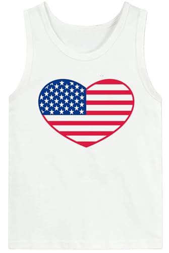 Image of 4th of July Tank Tops Boys Girls American Flag Shirts Kids Patriotic USA T-Shirt Cotton Sleeveless Tees Tops 1-7T