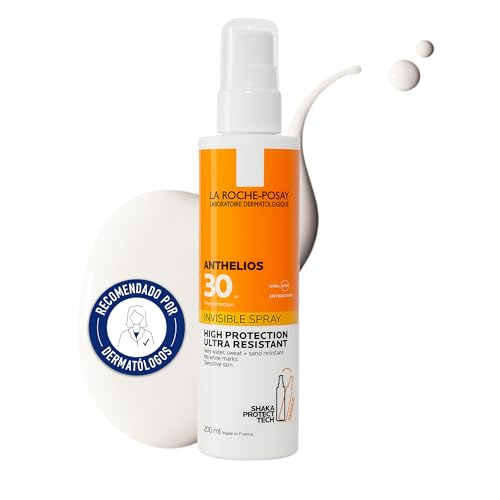La Roche Posay Spray Invisible, Protector Solar con SPF30, Previene el Estrés Oxidativo, Resistente al Agua, al Sudor y a la Arena, Fórmula con Agua Termal, Anthelios, 200 ml