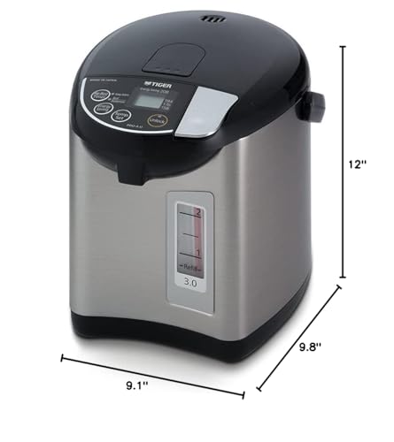 Tiger PDU-A30U-K Electric Hot Water Boiler and Warmer, Stainless Black, 3-Liter
