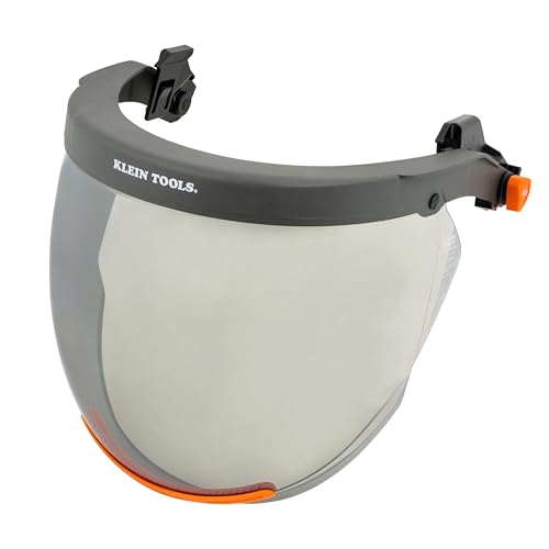 KLEIN TOOLS 03601 Arc Flash Face Shield, Cap-Style Hard Hat Attachment, 12 Cal/cm² Arc-Rated Shield for Electrical PPE Applications, Hard Hat Accessories