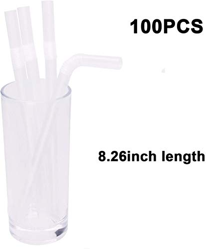 Pitillos plásticos flexibles envueltos pack 100 claros 21cm miniatura 7