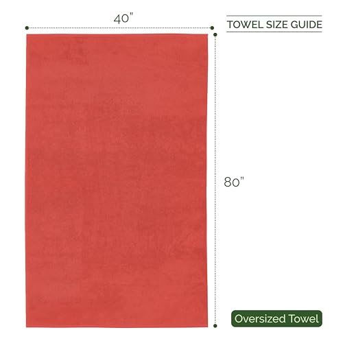 Image of Elegant Comfort Three Line Popcorn Extra Large Luxury Bath Towel - 40 inch x 80 inch inch, Premium Hotel Spa Quality 1 Piece Oversized Bath Sheet 100% Turkish Cotton Super Soft Highly Absorbent, Coral