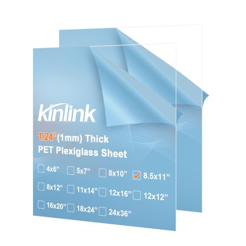 Image of KINLINK 8.5x11 Plexiglass Sheets 1 /24 inch Thick, 1mm Clear PET Plastic Sheet for DIY Project, Craft, Table Top, Picture Frame, Acrylic Sign and Wedding Invitation 2 Pack