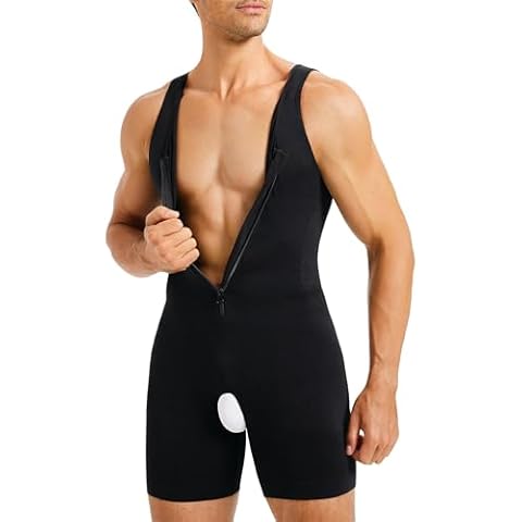 TAILONG Mens Bodysuit Shapewear for Tummy Control Gynecomastia Compression Shirts Full Body Shapewear Fajas Para Hombres Black Cover