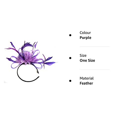 Caprilite Purple and Lilac Feather Hair Fascinator Headband Wedding and Royal Ascot Races Ladies - Image 2