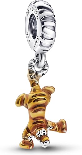 Pandora Disney Tigger sterling silver dangle with transparent orange enamel