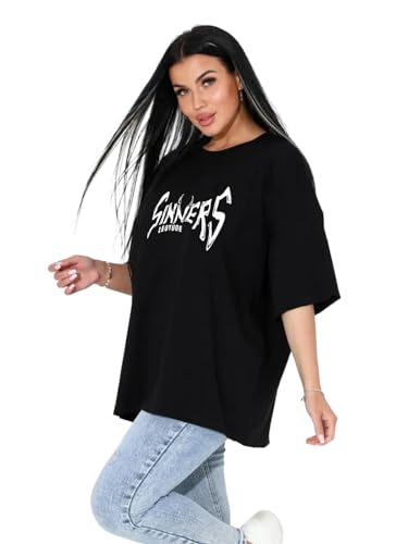 Image of LEOTUDE Women's Cotton Regular Fit Half Sleeve Oversized Tshirt, Round Neck Longline Drop Shoulder | ful Printed Combo T-Shirt (Pack Of 3)