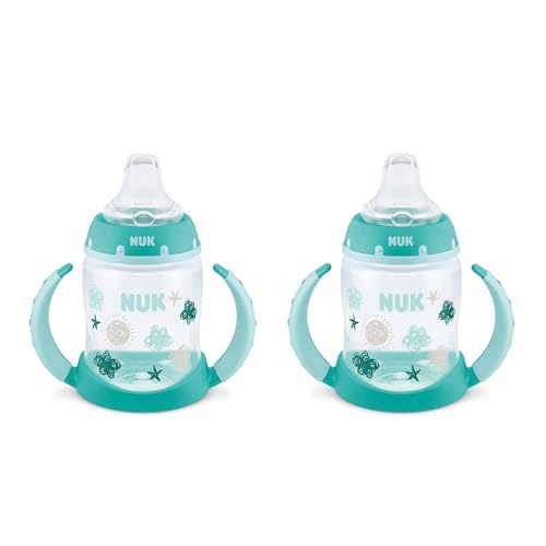 Image of NUK Learner Cup, 5 Oz, 2-Pack, Clouds & Stars – BPA Free, Spill Proof Sippy Cup