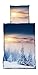 Produktbild Leonado Vicenti Warme Thermofleece Bettwäsche 2 teilig 135x200 cm Winterlandschaft Blau Wende Bettwäsche Winter