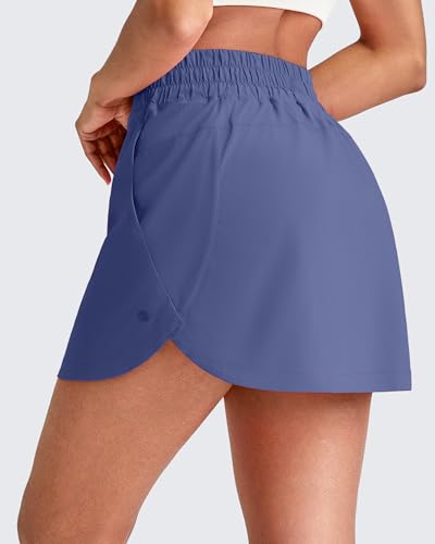 Image of G4Free A Line Golf Skirts for Women 15'' Elastic High Waisted Tennis Skorts Soft Casual Athletic Inner Shorts 4 Pockets