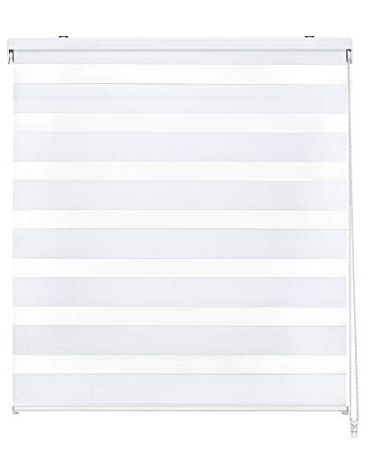 Easydeco - Estor Enrollable Noche y Día (Day and Night) (120_x_250_cm, Blanco)