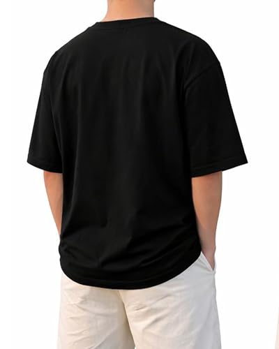 Image of BARKEYO Men's Half Sleeve Round Neck French Terry Oversized Drop Shoulder T-Shirt for Men