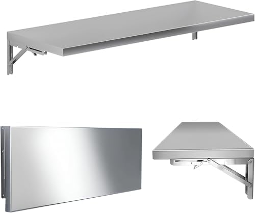 Stainless Steel Wall Mounted Folding Table for Laundry Room Study Bedroom Floating Desk for Wall Hanging Desk for Apartment Folding Wall Desks for JNHWll Spaces (70x30cm)