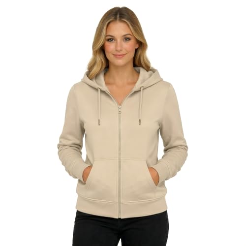 Image of HOODLIFE Women's Zip-Up Hoodie Sweatshirt - Soft Cotton Fleece Jacket with Hood, Full Zipper, Kangaroo Pocket, Casual Winter Hoodie for Women