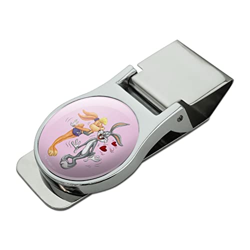 Looney Tunes Bugs and Lola Kiss Satin Chrome Plated Metal Money Clip