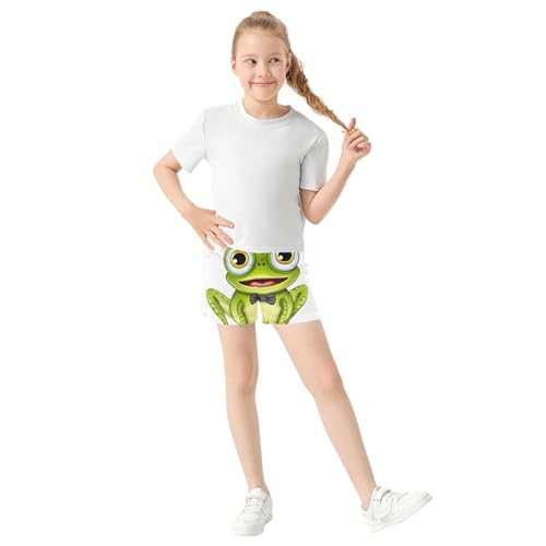 Cute Frog Gentleman Green Girls Athletic Shorts Youth Summer Comfy Activewear Kids Pajama Sleep Shorts, X-Small2