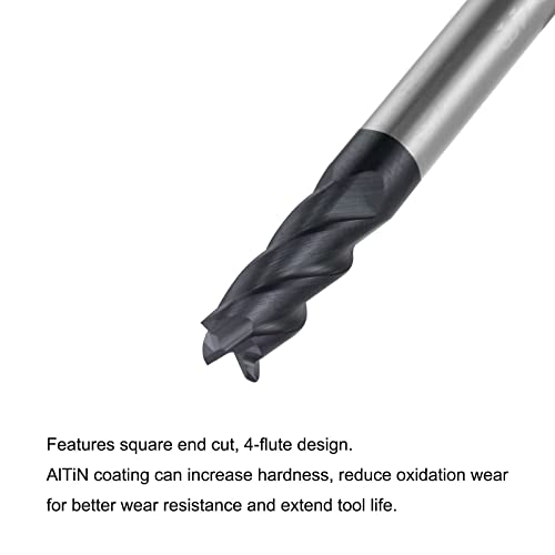 Image of uxcell Square Nose End Mill, 5mm Tip Dia Solid Carbide AlTiN Coated CNC Router Bits 4 Flute Spiral Milling Cutter HRC45 with 5mm Shank 50mm (2-inch) Length